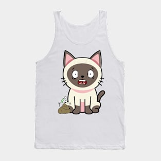 Funny siamese cat smells stinky poo poo Tank Top